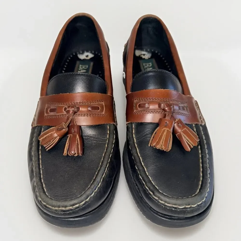 Bass Marine Tassel Loafers Black Brown Leather Men’s 8.5M D749 Classic